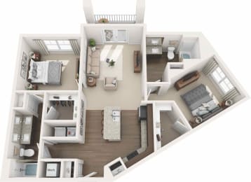 Expansive floor plan of 2 bedroom apartment in Malvern, PA.