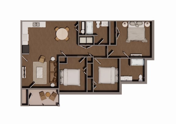 Floor Plan Three Bedroom Two Bath