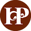 A brown circle with the letters "hp" in white.