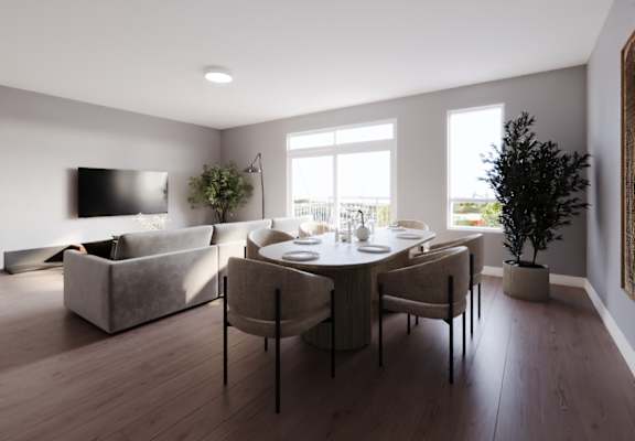 Modern Living and Dining room at Bloom, Monona