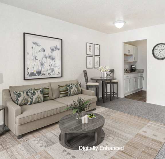 Kitchen with White Furniture at Newport Village Apartments, Portage, Michigan