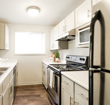 kitchen with stainless steel appliances at Crown Pointe, Lakewood, WA, 98499