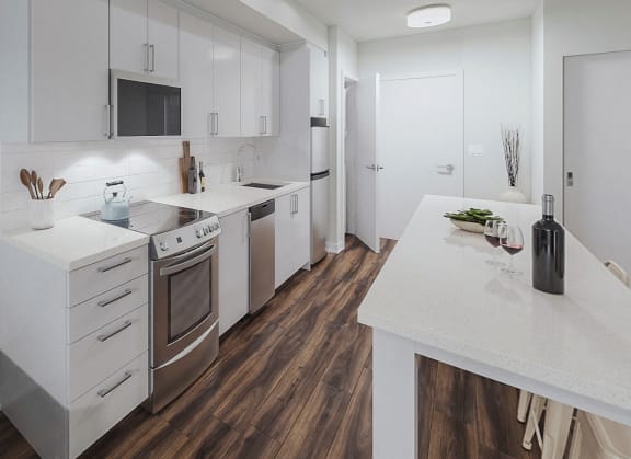 Custom Kitchen with sleek cabinetry and spacious island