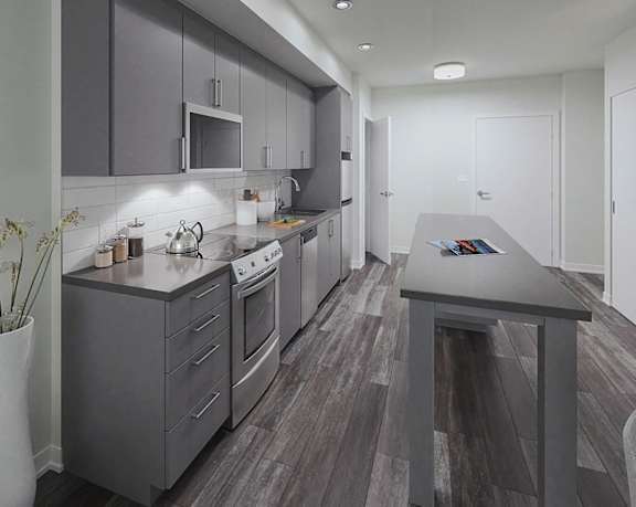 Custom Kitchen with sleek cabinetry and spacious island