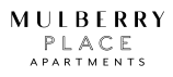 the font is black and white with the words mulberry place apartments