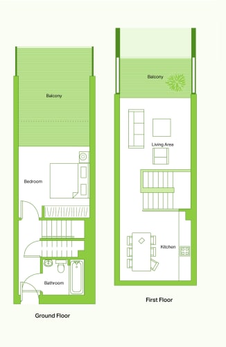 Floor Plan  1 Bedroom Duplex Apartment
