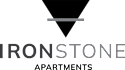 A black and white image of a company logo for Ironstone Apartments.