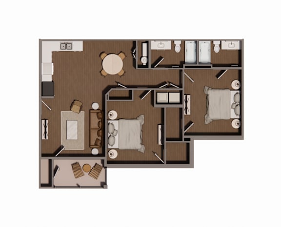 Floor Plan  Two Bedroom Two Bath