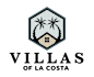 A logo with a house and two palm trees.