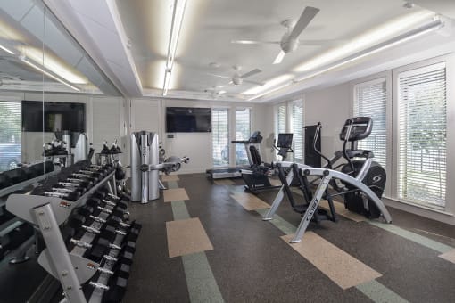 24-Hour Fitness Center With Free Weights at Rio Lofts, San Antonio, Texas