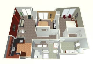 2 bed apartment-2 Bed J floor plan at Midtown Crossing Apartments in midtown Omaha NE 68131