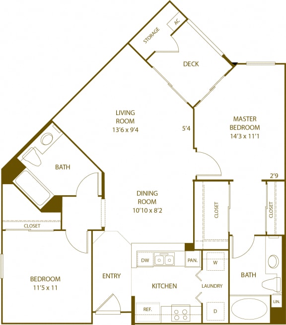 Residence 6 - 2 Bedroom 2 Bath Floor Plan Layout - 1084 Square Feet at The Promenade Rio Vista, San Diego, CA