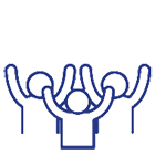 a blue and white banner with a blue pattern on it