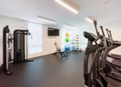 Thumbnail 7 of 8 - the gym is equipped with cardio equipment and a flat screen tv
