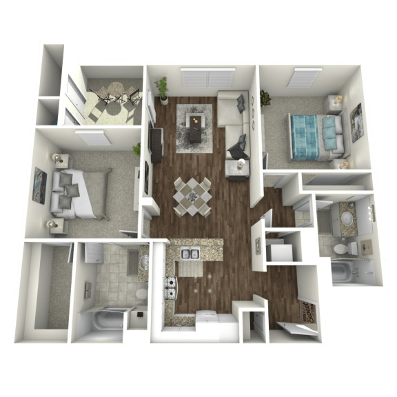 the montez two bedroom two bath floor plan