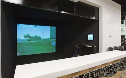 A black screen with a green field on it.