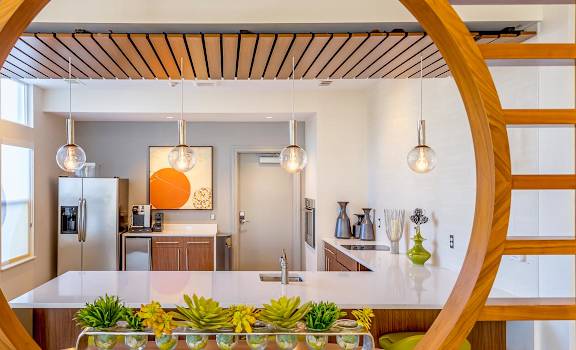 The Commons at Southfield community room kitchen