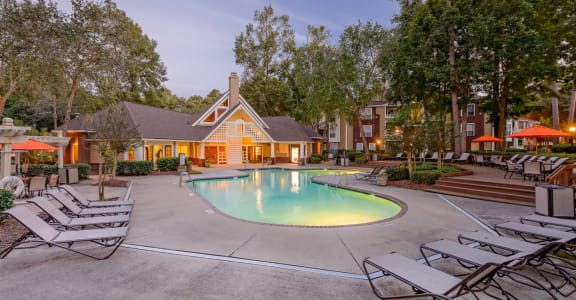 Swimming Pool With Lounge Chairs at Waverly Place, North Charleston, South Carolina