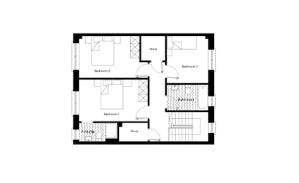 Floor Plan  Three Bedroom Duplex House