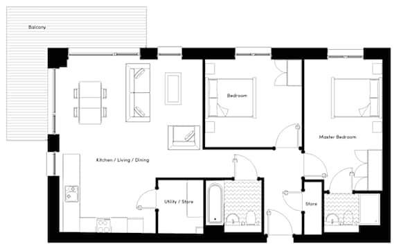 Floor Plan  Two Bedroom Apartment Citywest Quarter