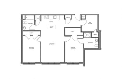  Floor Plan Two Bedroom Two Bath with Den