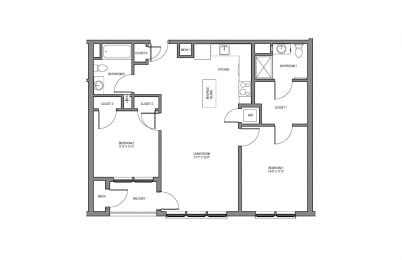  Floor Plan Two Bedroom Two Bath