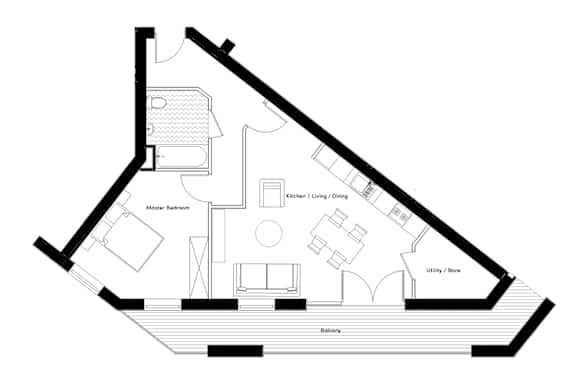 Floor Plan  One Bedroom Apartment