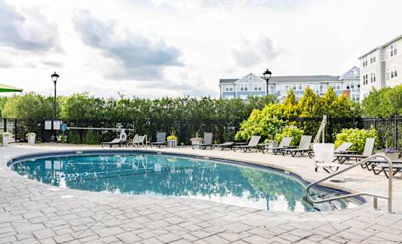 the swimming pool at the apartments for rent