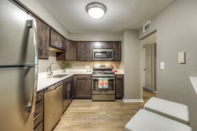 renovated kitchen with shaker style cabinetry and stainless steel appliances