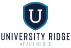 a shield with the university ridge apartments logo at University Ridge Apartments, Durham, North Carolina, 27707