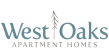 a white and blue logo for west oaks apartment homes