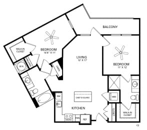 Gillings Floor Plan at Berkshire Chapel Hill, Chapel Hill