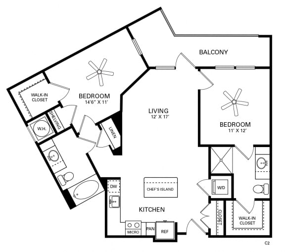 Gillings Floor Plan at Berkshire Chapel Hill, Chapel Hill