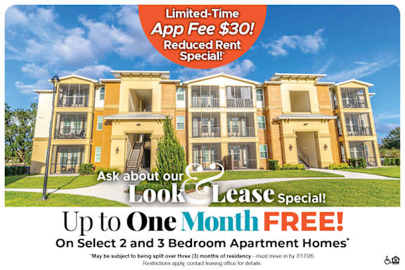 A promotional image for apartment homes offering up to $500 off move-in costs.