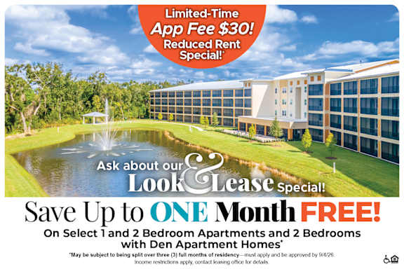 A promotional image for a limited-time app fee offer and a look and lease special.