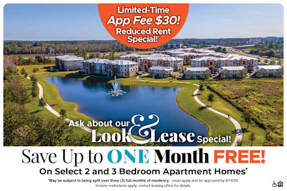 A promotional image for a housing complex with a special offer.