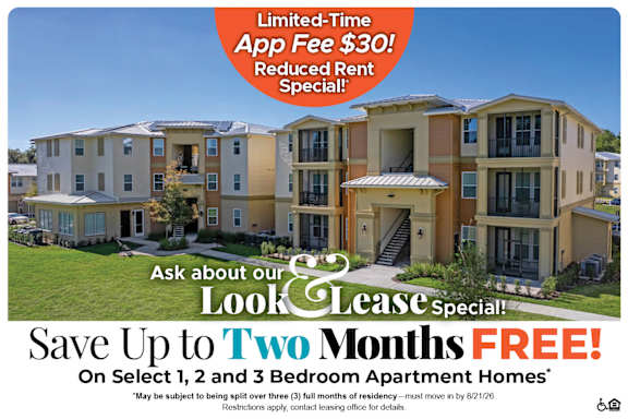 A promotional image for apartment homes offering up to $500 off move-in costs.