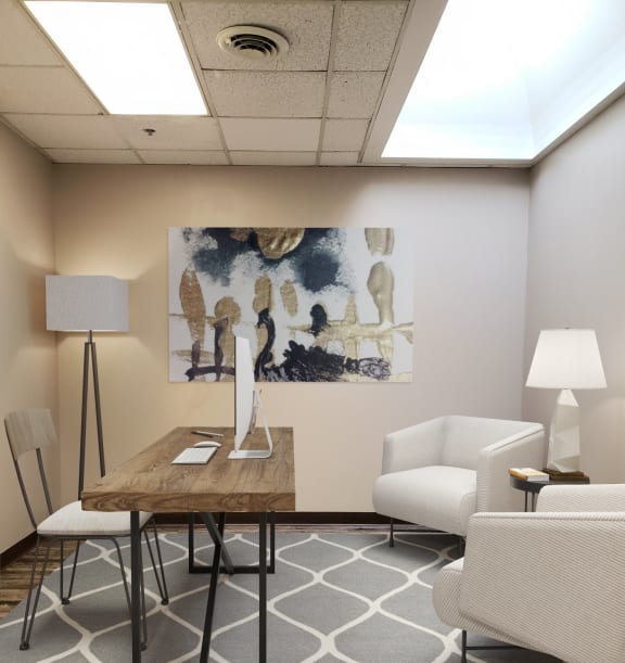 Living Area With Work Space at Delmar Loop Apartments, St. Louis, MO, 63112