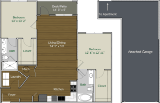 B3 w/ garage - 1,154sf at Apartments @ Eleven240, Charlotte, 28216