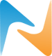 a blue and orange arrow with a white
