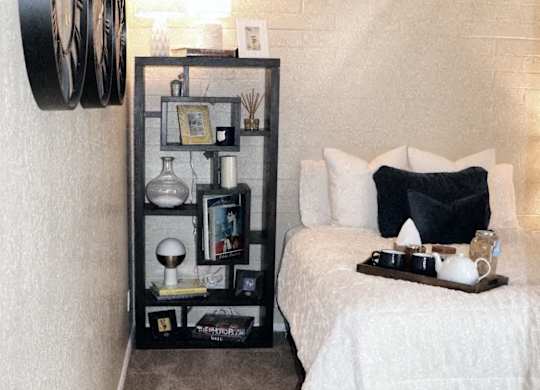 Bedroom, Bed, Chair, Interior Design, Bathroom, Closet