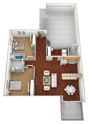 Floor Plan  2 bed 1 bath Floor Plan at Cypress Court Apartments, Baxter, Minnesota