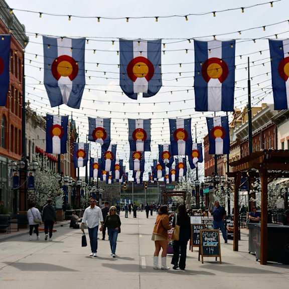 A row of white street lamps are lined up on a sidewalk.