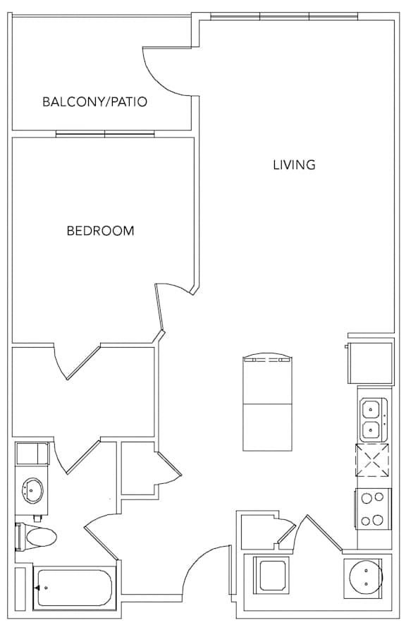 Floor Plan  1 bedroom 1 bath A at Encore at Forest Park Apartments, Missouri, 63110