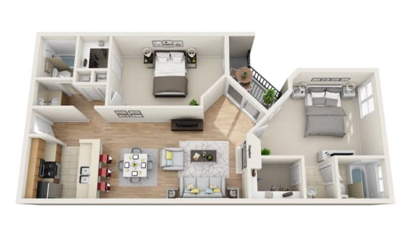 2Beds 2Baths Pavillion L Floor Plan 2Beds 2Baths Pavillion L Floor Plan 1,012 Sq.Ft. at La Vista Terrace, California