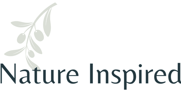 A logo with the words "Nature Inspired" and a graphic of leaves and berries.