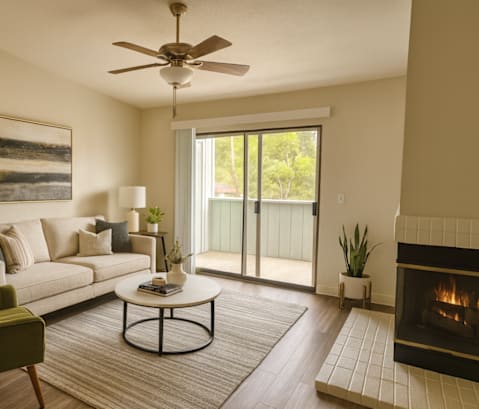 Living Room With Fireplace at Vintage Pointe, California, 94928