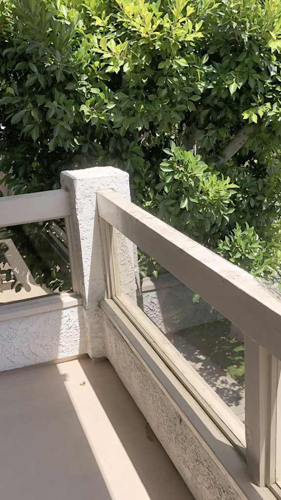 Apartment balcony with street view