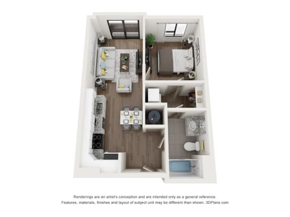 A1 Floor Plan at The Constellation Apartments, PRG Real Estate, Hampton, VA