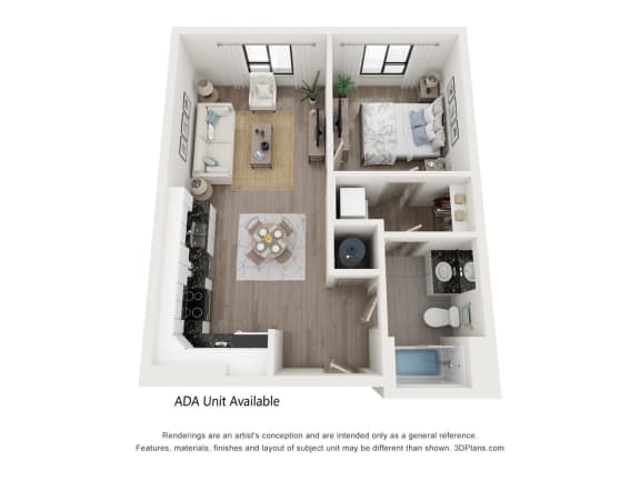 A2 Floor Plan at The Constellation Apartments, PRG Real Estate, Hampton, VA, 23669